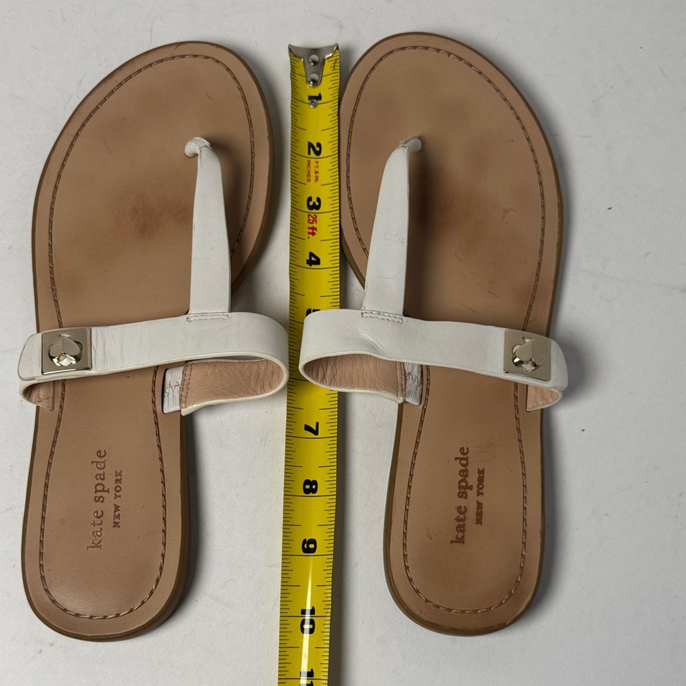 KATE SPADE Women's Castile White Leather Tan Sole Thong Toe‎ Sandals Size 8.5 - Picture 9 of 10